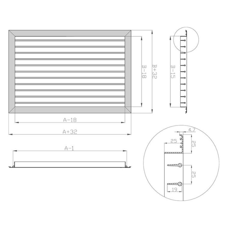 1VA-400х100 решетка однорядная алюминиевая