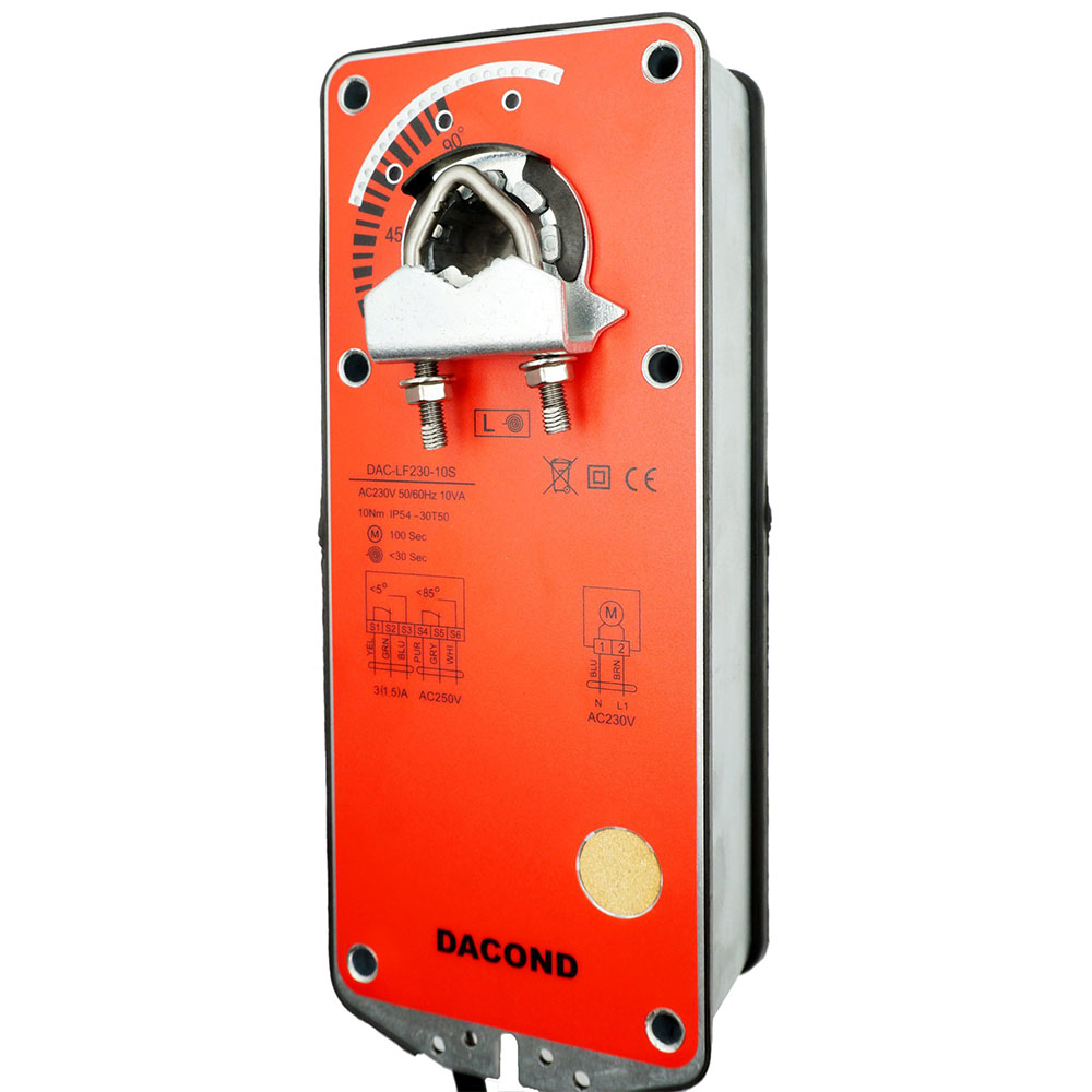 Электропривод DACOND DAC-LF24-15SM (15 Н·м, 24 В, 0–10 В, с возвратной пружиной)