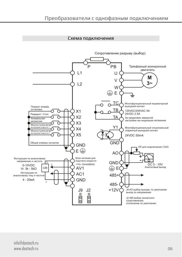 Преобразователь частоты Dastech D12-S2-0R4, 0,4 кВт, 220 В