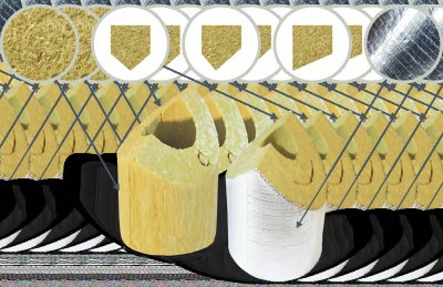 Врезки теплоизоляционные PIPEWOOL 100 Alu, кашированные алюминиевой фольгой, Ø18–1020 мм
